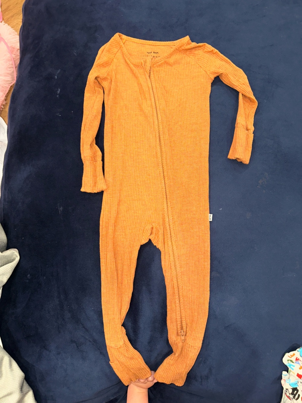 Little Sleepies Rust Orange Ribbed Zipper Footed One-Piece